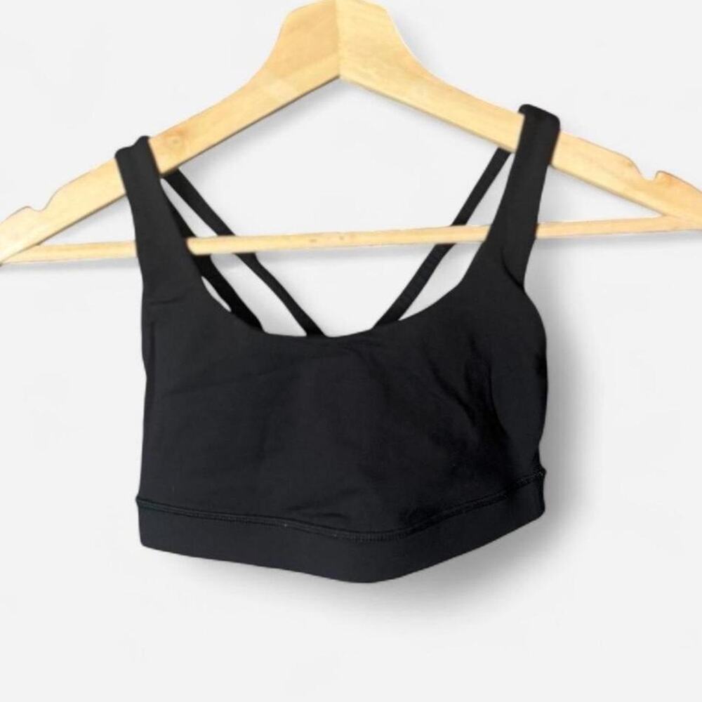 Lululemon Energy Bra Black Criss Cross Strappy Back Sports Bra Size 4